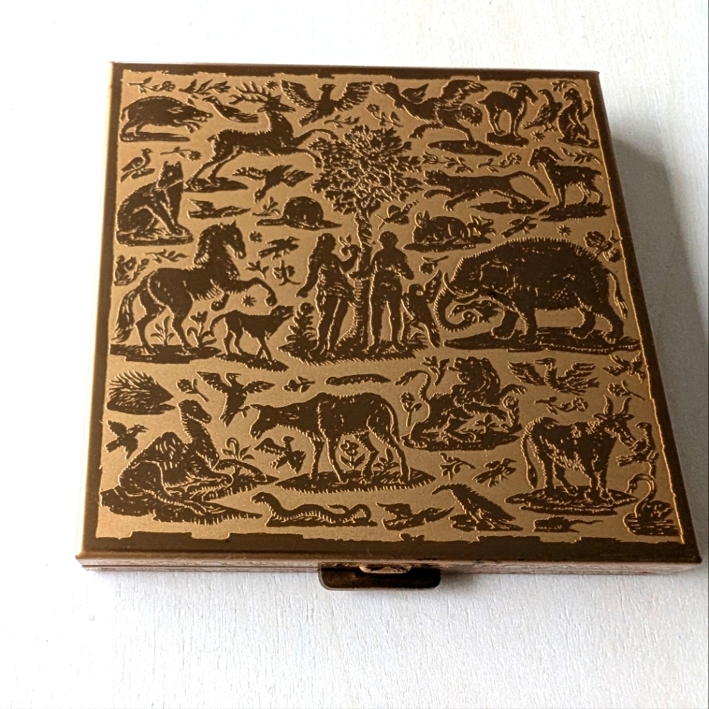 VOLUPTÉ COMPACT Adam Eve Engraved Gold Square Vintage Mirrored